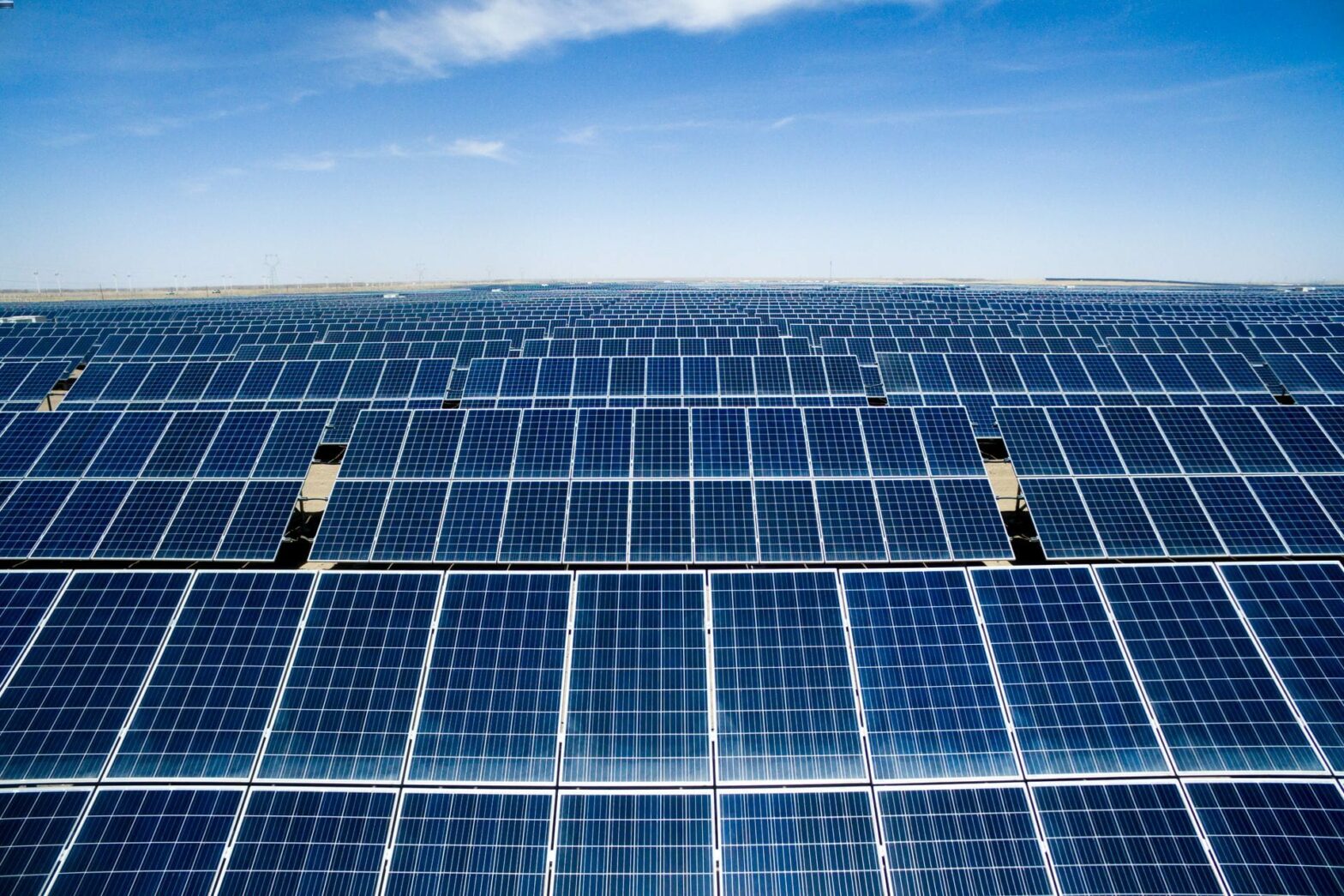 Solar panels collecting sunlight across desert