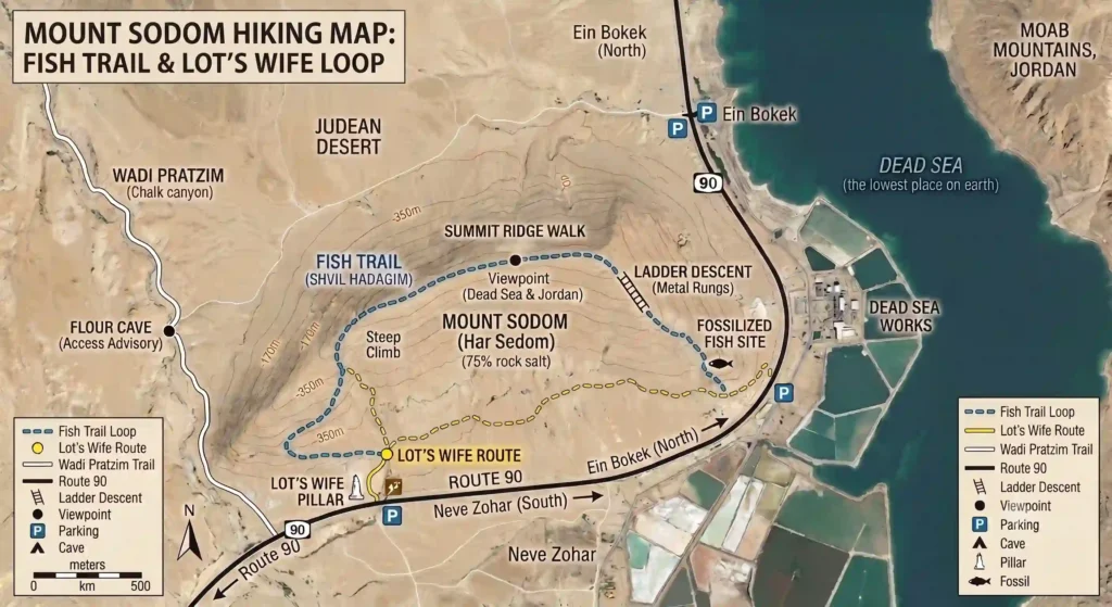 mount sodom hiking map